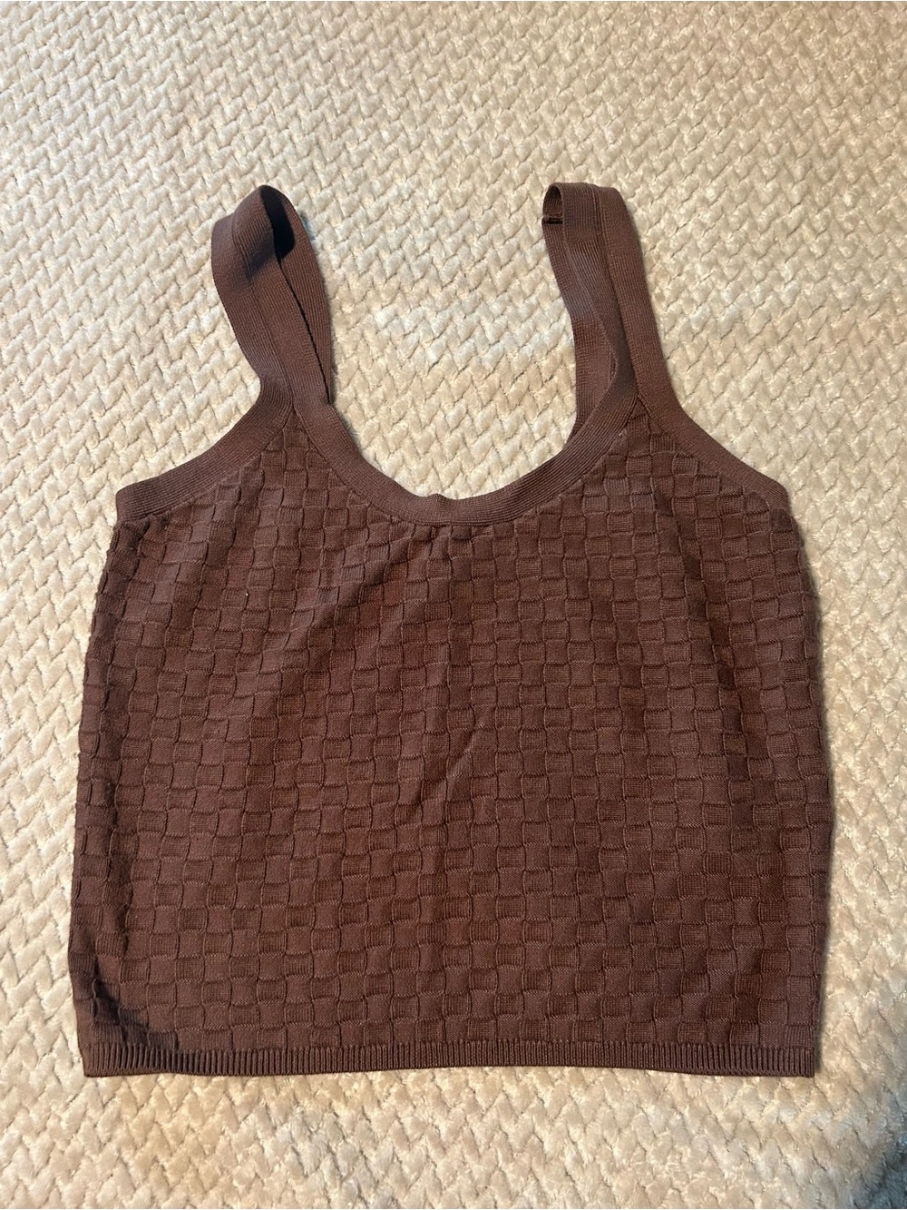 Abercrombie & Fitch Chocolate Brown Textured Knit Crop Tank